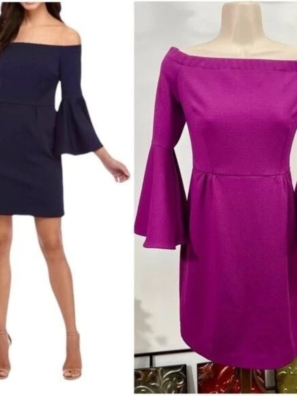 Trina Turk 6 Off Shoulder Bell Sleeve Ponte Purple Mini Dress Cruise Wedding